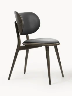 Sale Mater Chaise en bois artisanale avec assise en cuir Rocker Cuir noir, bois foncé de chêne