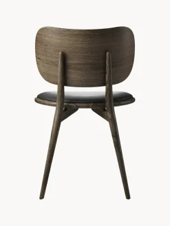 Sale Mater Chaise en bois artisanale avec assise en cuir Rocker Cuir noir, bois foncé de chêne