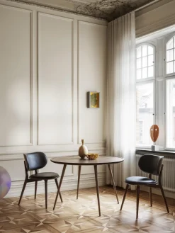 Sale Mater Chaise en bois artisanale avec assise en cuir Rocker Cuir noir, bois foncé de chêne