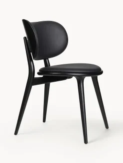 Fashion Mater Chaise en bois artisanale avec assise en cuir Rocker Cuir noir, noir
