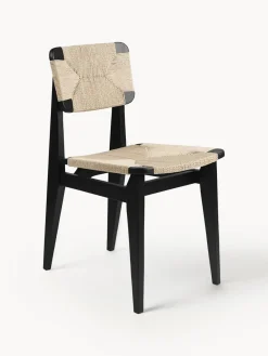 Outlet GUBI Chaise en chêne avec assise tressée C-Chair Chêne noir laqué, beige clair
