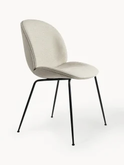 Online GUBI Chaise rembourrée Beetle Tissu gris clair, noir mat