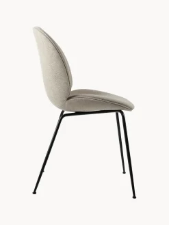 Online GUBI Chaise rembourrée Beetle Tissu gris clair, noir mat