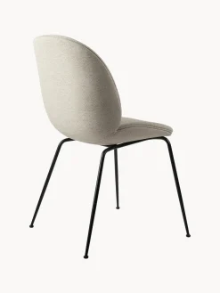 Online GUBI Chaise rembourrée Beetle Tissu gris clair, noir mat
