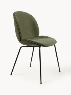 Best GUBI Chaise rembourrée Beetle Tissu vert olive, noir mat