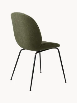 Best GUBI Chaise rembourrée Beetle Tissu vert olive, noir mat