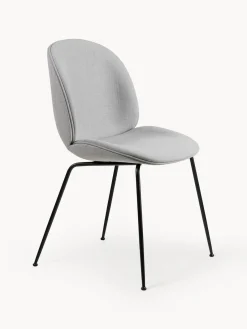 Fashion GUBI Chaise rembourrée Beetle Tissu gris clair, noir mat