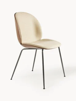 Best GUBI Chaise rembourrée Beetle Tissu beige clair, bois de noyer, noir haute brillance