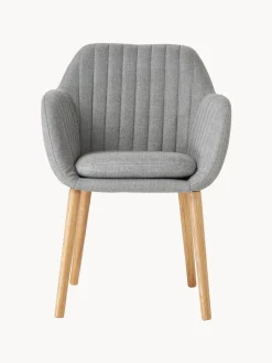 Clearance Westwing Chaise rembourrée en bois Emilia Tissu gris clair, bois de chêne