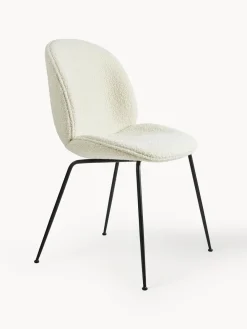 Online GUBI Chaise rembourrée en bouclette Beetle Bouclette blanc, noir mat