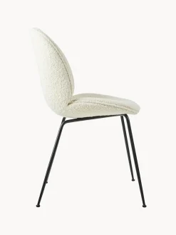 Online GUBI Chaise rembourrée en bouclette Beetle Bouclette blanc, noir mat