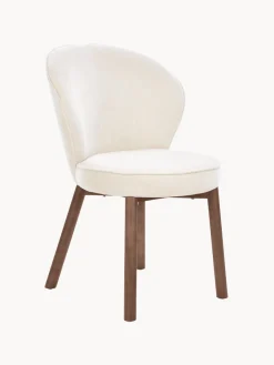 Best Westwing Collection Chaise rembourrée Serena Tissu blanc, bois de frêne laqué