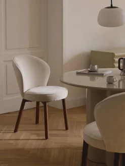 Best Westwing Collection Chaise rembourrée Serena Tissu blanc, bois de frêne laqué