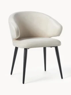Best Westwing Collection Chaise rembourrée en velours moderne Celia Velours beige clair