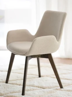 Outlet Rowico Chaises à accoudoirs Drimsdale, 2 pièces Tissu beige clair, bois de chêne foncé