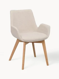Online Rowico Chaises à accoudoirs Drimsdale, 2 pièces Tissu beige clair, bois de chêne