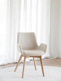 Online Rowico Chaises à accoudoirs Drimsdale, 2 pièces Tissu beige clair, bois de chêne