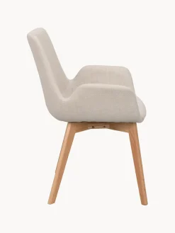 Online Rowico Chaises à accoudoirs Drimsdale, 2 pièces Tissu beige clair, bois de chêne