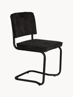 Sale Zuiver Chaises cantilever en tissu peluche Kink, 2 pièces Peluche noir