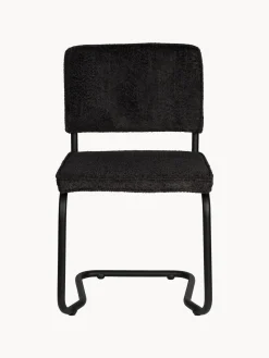 Sale Zuiver Chaises cantilever en tissu peluche Kink, 2 pièces Peluche noir