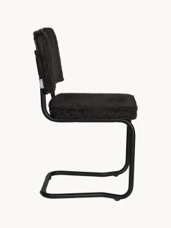 Sale Zuiver Chaises cantilever en tissu peluche Kink, 2 pièces Peluche noir