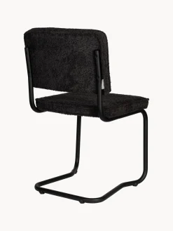 Sale Zuiver Chaises cantilever en tissu peluche Kink, 2 pièces Peluche noir