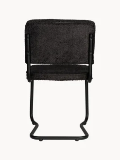 Sale Zuiver Chaises cantilever en tissu peluche Kink, 2 pièces Peluche noir