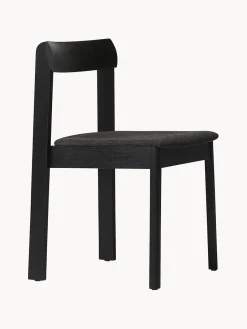 New Form & Refine Chaises empilables en bois avec coussin d'assise Blueprint, 2 pièces Tissu anthracite, bois de chêne noir laqué