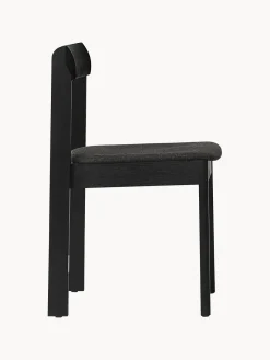 New Form & Refine Chaises empilables en bois avec coussin d'assise Blueprint, 2 pièces Tissu anthracite, bois de chêne noir laqué