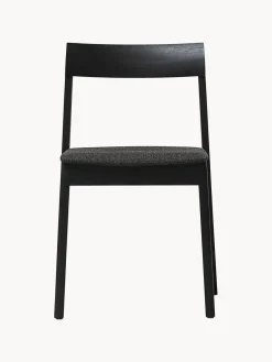 New Form & Refine Chaises empilables en bois avec coussin d'assise Blueprint, 2 pièces Tissu anthracite, bois de chêne noir laqué
