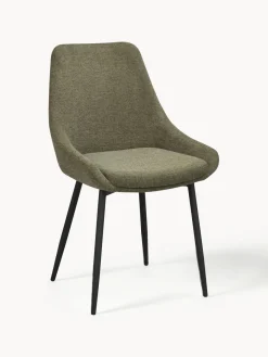 Best Rowico Chaises rembourrées Sierra, 2 pièces Tissu vert olive, pieds noirs