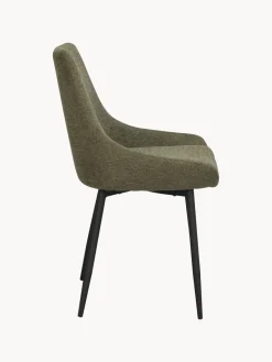 Best Rowico Chaises rembourrées Sierra, 2 pièces Tissu vert olive, pieds noirs
