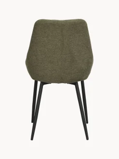Best Rowico Chaises rembourrées Sierra, 2 pièces Tissu vert olive, pieds noirs