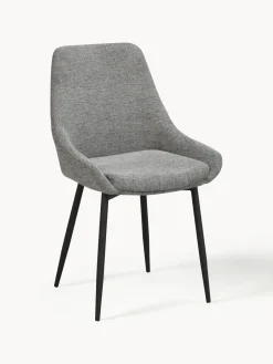 Hot Rowico Chaises rembourrées Sierra, 2 pièces Tissu gris, pieds noirs