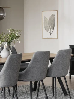 Hot Rowico Chaises rembourrées Sierra, 2 pièces Tissu gris, pieds noirs