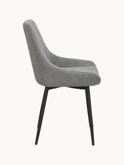 Hot Rowico Chaises rembourrées Sierra, 2 pièces Tissu gris, pieds noirs