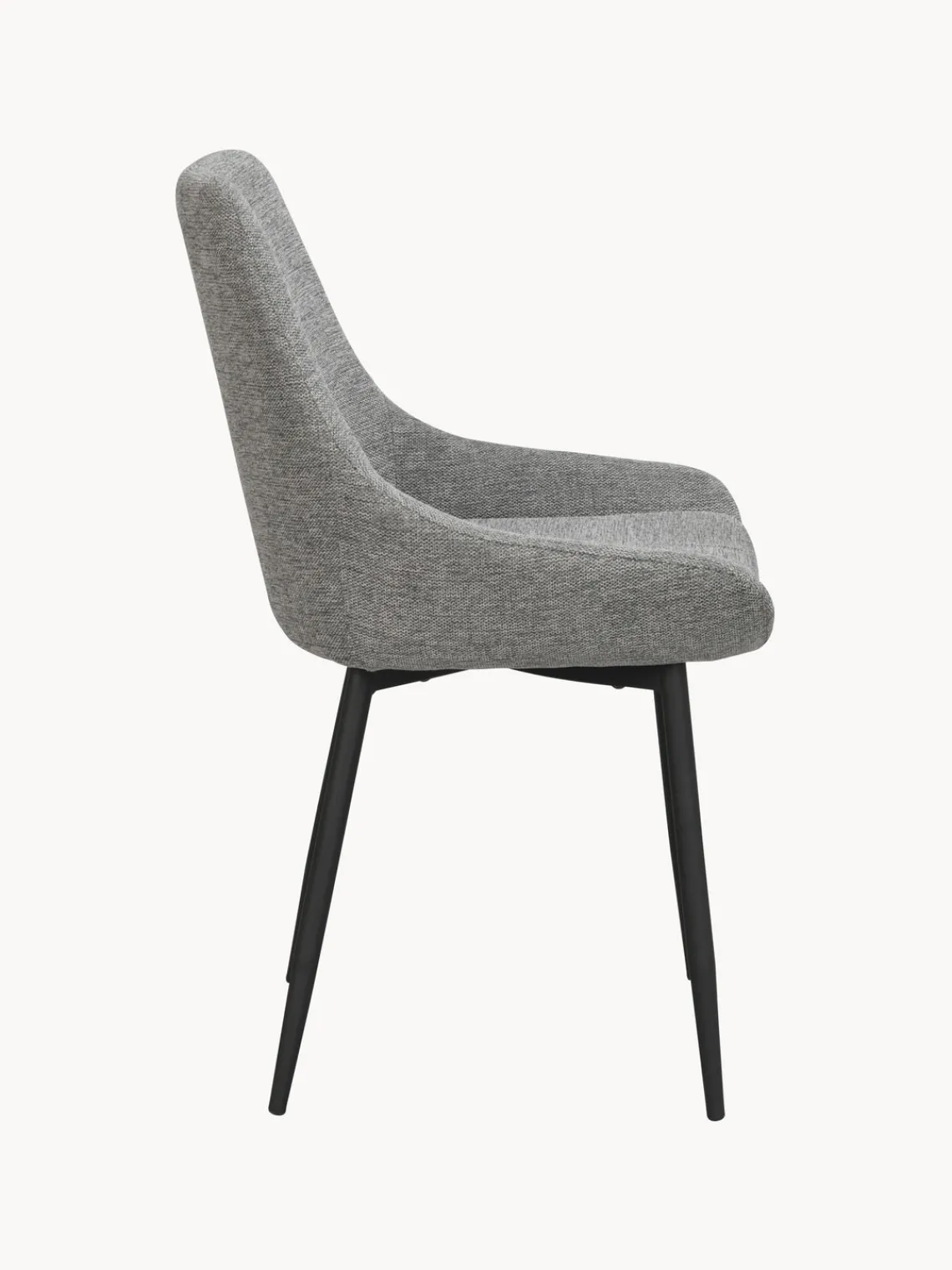 Hot Rowico Chaises rembourrées Sierra, 2 pièces Tissu gris, pieds noirs