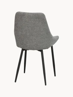 Hot Rowico Chaises rembourrées Sierra, 2 pièces Tissu gris, pieds noirs