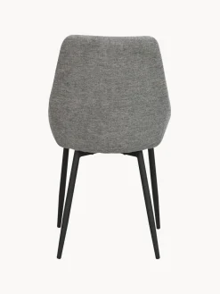 Hot Rowico Chaises rembourrées Sierra, 2 pièces Tissu gris, pieds noirs