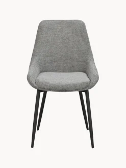 Hot Rowico Chaises rembourrées Sierra, 2 pièces Tissu gris, pieds noirs