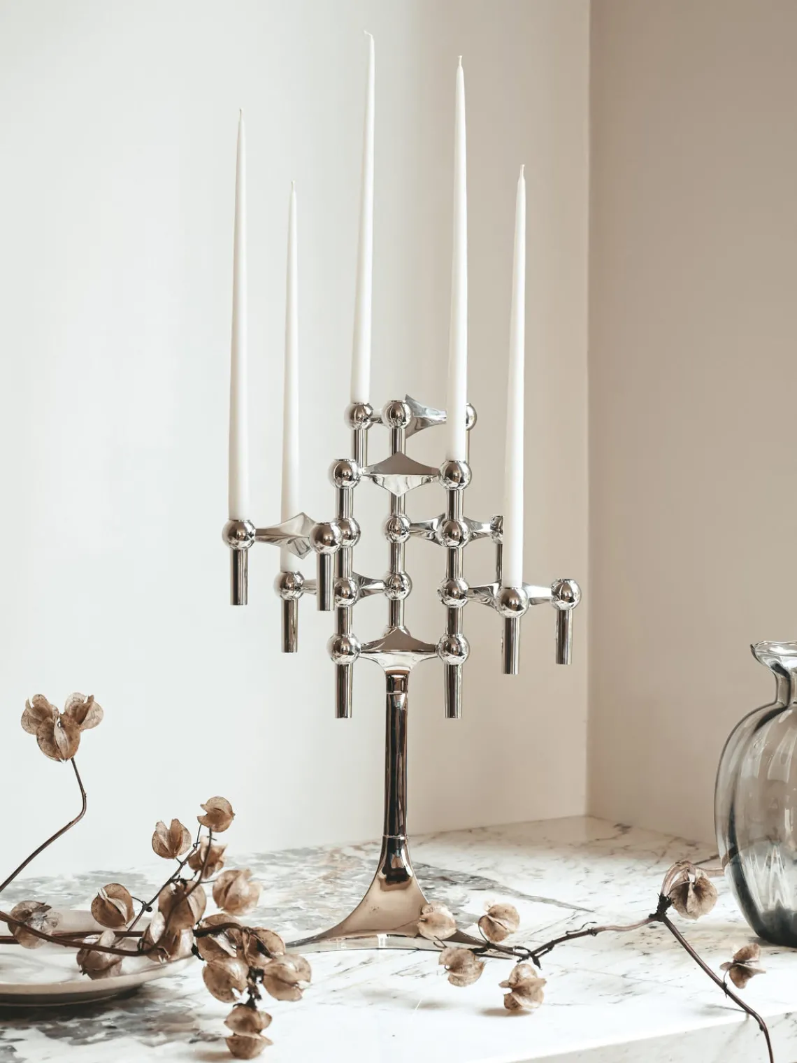 New STOFF Nagel Chandelier Argenté