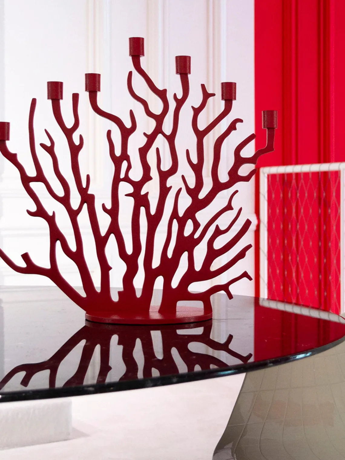 Hot Driade Chandelier Tenochtitlan, larg. 46 cm Rouge