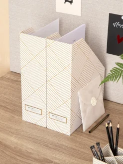 Outlet Bigso Box of Sweden Classeurs Viola, 2 pièces Blanc cassé, doré