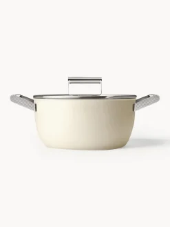 Hot Smeg Cocotte avec couvercle et revêtement antiadhésif 50's Style Blanc cassé