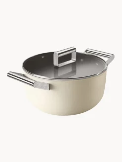 Hot Smeg Cocotte avec couvercle et revêtement antiadhésif 50's Style Blanc cassé