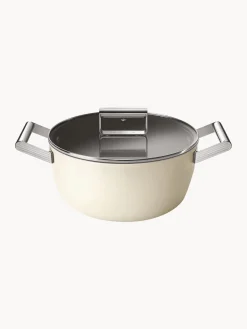 Hot Smeg Cocotte avec couvercle et revêtement antiadhésif 50's Style Blanc cassé