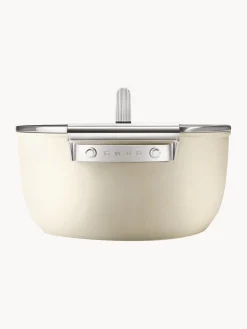 Hot Smeg Cocotte avec couvercle et revêtement antiadhésif 50's Style Blanc cassé