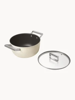 Hot Smeg Cocotte avec couvercle et revêtement antiadhésif 50's Style Blanc cassé