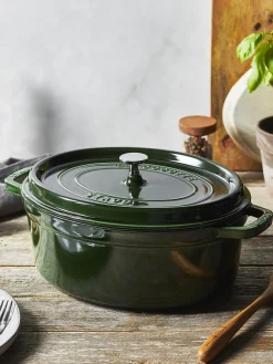 Discount Staub Cocotte ovale en fonte La Cocotte Vert foncé, argenté