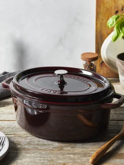 Sale Staub Cocotte ovale en fonte La Cocotte Lie de vin, argenté